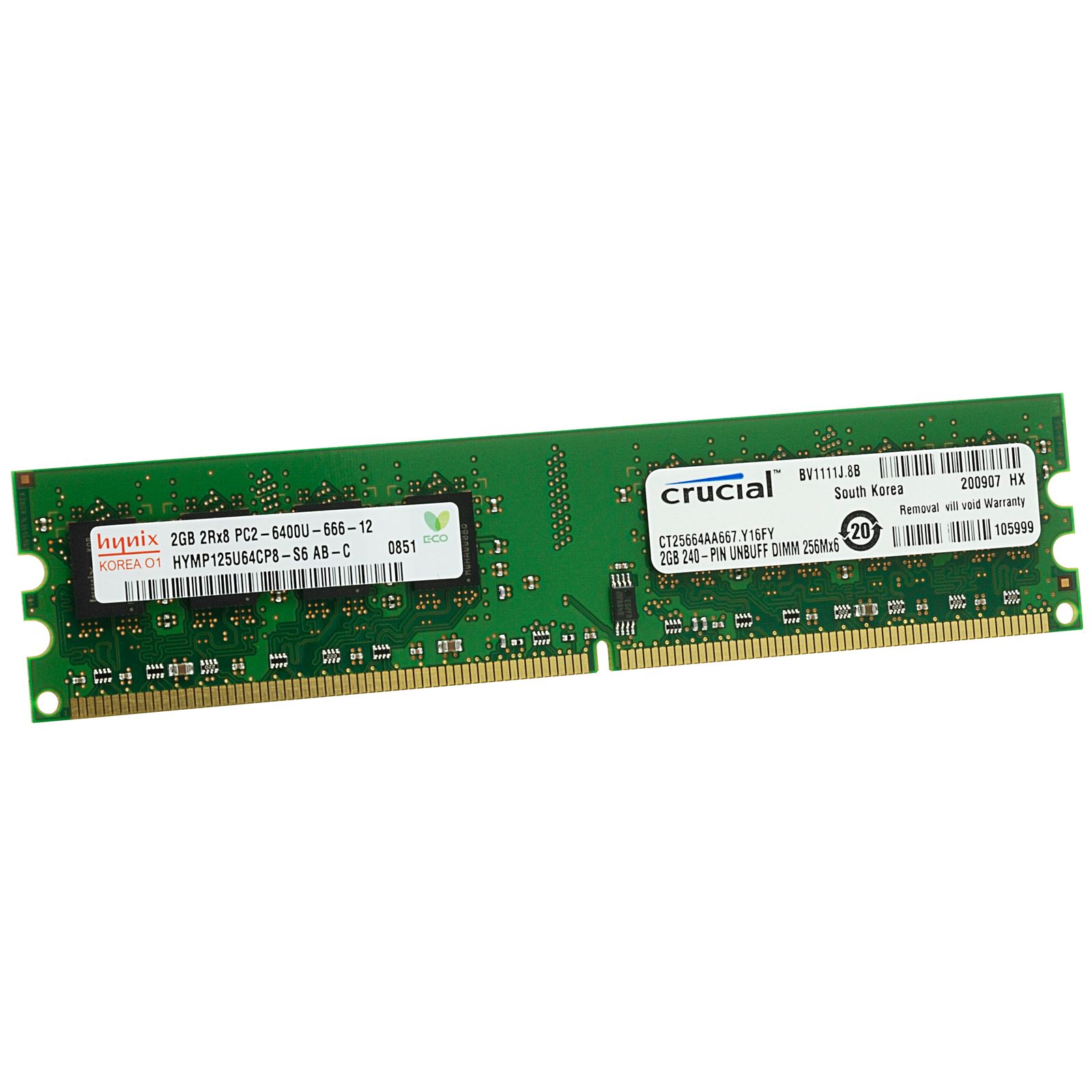 2GB RAM PC2-5300 DDR2-667 240-Pin DIMM Standard Non-ECC